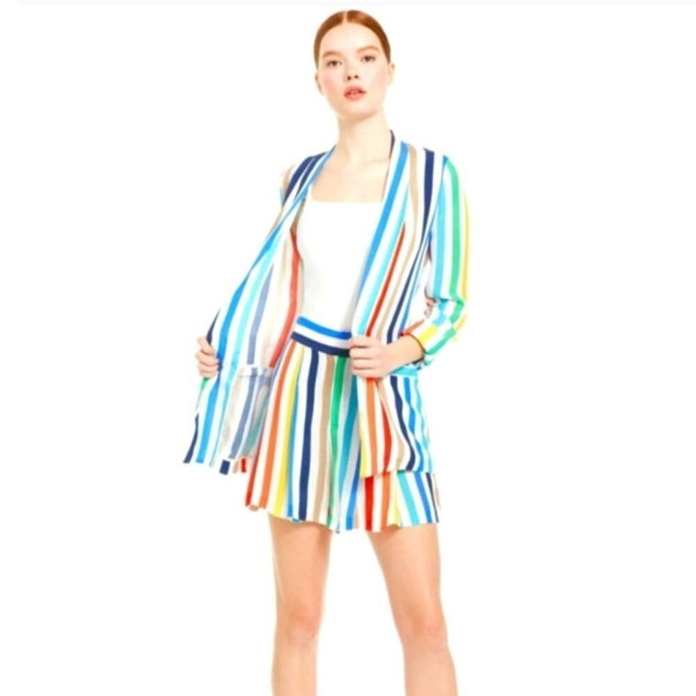 Alice + Olivia Kylie Striped Easy Shawl Collar Jacket‎ Size: XS